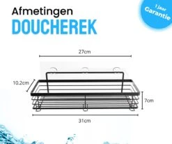 RVS Doucherek Zelfklevend Zonder Boren Zwart - Douchemandje Met 15KG Draagvermogen - Planchet Badkamerrek - Shower Rack - 31x10cm -Badkamerartikelen Winkel 1200x1000 8