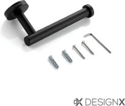 DesignX Toiletrolhouder Zwart - WC Rolhouder - Matte - Papier - Houder - Incl. Schroeven -Badkamerartikelen Winkel 1200x1021
