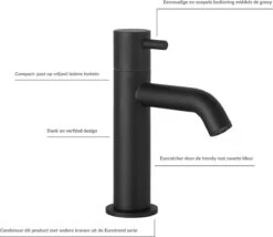 Merkloos Saqu Eurotrend Fonteinkraan - Hoog Model - Toiletkraan - Koudwaterkraan - Mat Zwart -Badkamerartikelen Winkel 1200x1042 3