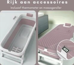 Livista® - Opvouwbaar Bad - Roze - Zitbad - Inklapbaar - Bath Bucket - 150 CM LANG - XL - Incl. Thermometer & Onderwater LED Lichten -Badkamerartikelen Winkel 1200x1043