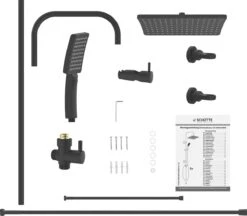 SCHÜTTE Mallorca Douchesysteem - Regendouche - 95 Cm Stang - Wandhouder In Hoogte Verstelbaar - Mat Zwart -Badkamerartikelen Winkel 1200x1050 1