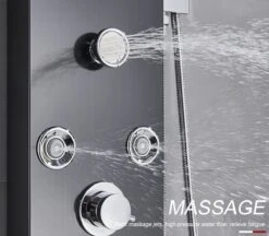 Sanisupreme® Douchepaneel Met Massage - Regendouche - Massage Jets - Waterval Douche - Met Thermostaatkraan En Handdouche - Zwart - Opbouw - Douchekop - Flanner® -Badkamerartikelen Winkel 1200x1050 4