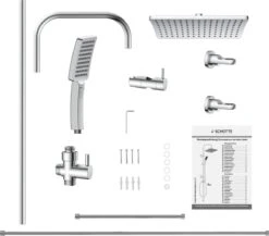 SCHÜTTE Mallorca Douchesysteem - Regendouche - 95 Cm Stang - Wandhouder In Hoogte Verstelbaar - Chroom -Badkamerartikelen Winkel 1200x1056 3