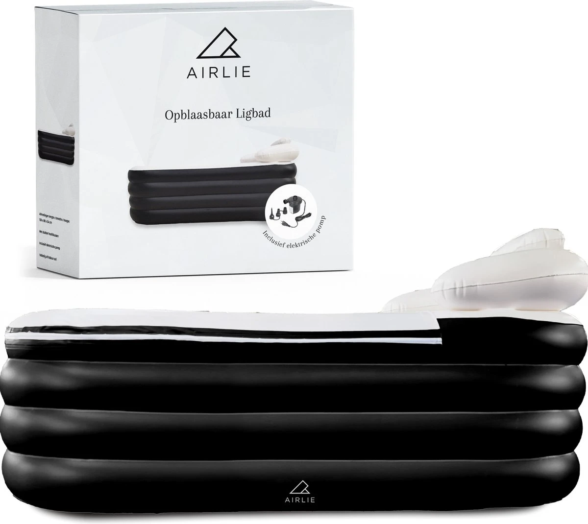 Airlie Opblaasbaar Ligbad Voor Volwassenen – Comfortabel - Opblaasbad - Zitbad - Badkuip – Bath Tub – Opvouwbaar Bad – Bath Bucket – Dubbel Hoofdkussen - Zwart - GRATIS Elektrische Pomp 1 Airlie Opblaasbaar Ligbad Voor Volwassenen – Comfortabel - Opblaasbad - Zitbad - Badkuip – Bath Tub – Opvouwbaar Bad – Bath Bucket – Dubbel Hoofdkussen - Zwart - GRATIS Elektrische Pomp