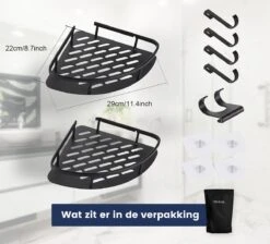 Doucherek Zonder Boren – Badkamer Accessoires – Doucherekje – Douchemand – RVS – Hoekrek – Hangend – Zwart – 2 Stuks -Badkamerartikelen Winkel 1200x1087 7