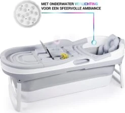 HelloBath Opvouwbaar Zitbad - Bath Bucket - 148cm - 220L - Extra Lang - Incl. Badkussen & Opberghoes