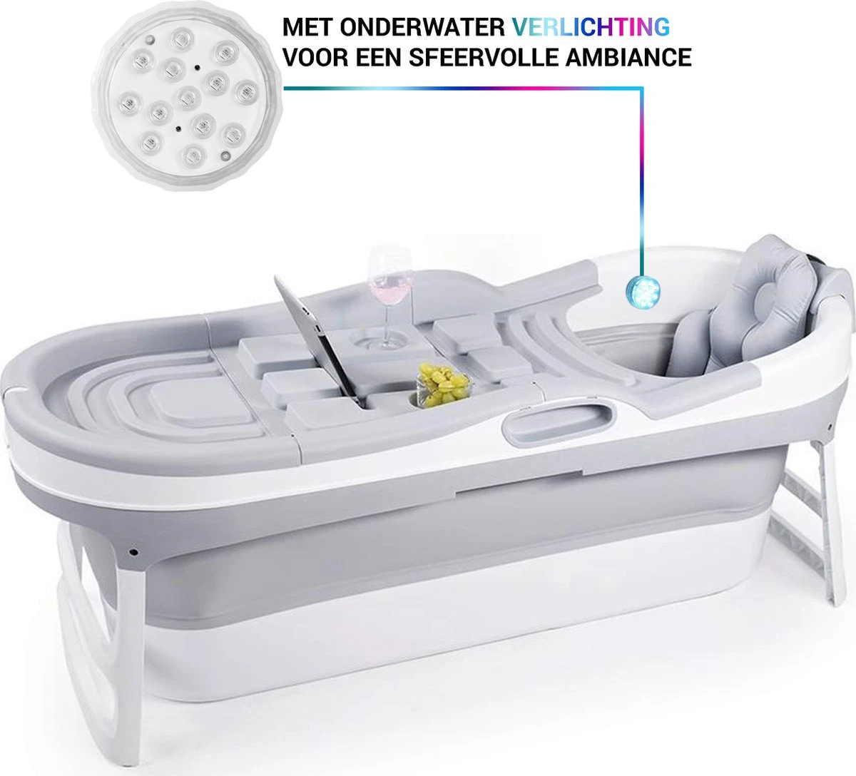HelloBath Opvouwbaar Zitbad - Bath Bucket - 148cm - 220L - Extra Lang - Incl. Badkussen & Opberghoes 1 HelloBath Opvouwbaar Zitbad - Bath Bucket - 148cm - 220L - Extra Lang - Incl. Badkussen & Opberghoes