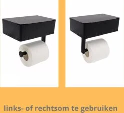 NIRAX WC Rolhouder – Toiletrolhouder - Zwart - RVS - Met Bakje Voor Vochtig Toiletpapier - Zonder Boren - Zelfklevend - Toilet Accessoires - Badkamer Accessoire - Toiletpapier Houder -Badkamerartikelen Winkel 1200x1094