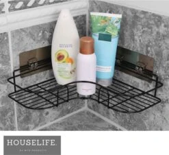 HouseLife™ Doucherek Zonder Boren - Zwart - Zelfklevend - Douchemand - Badkamer Doucherek – 30 Cm - Incl. 2 Sterke Muurstickers -Badkamerartikelen Winkel 1200x1097 2