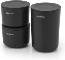 Brabantia ReNew Opbergpotjes - 3-delig - Dark Grey -Badkamerartikelen Winkel 1200x1110