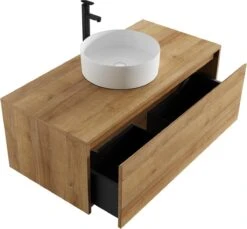 Badkamermeubel Jelsey 100 Cm Eiken - Met Waskom -Badkamerartikelen Winkel 1200x1111 4