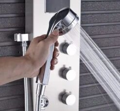 Douchepaneel Met Massage - Regendouche - Massage Jets - Waterval Douche - Met Thermostaatkraan En Handdouche - Zilver - Opbouw - Douchekop - Flanner® -Badkamerartikelen Winkel 1200x1112 5