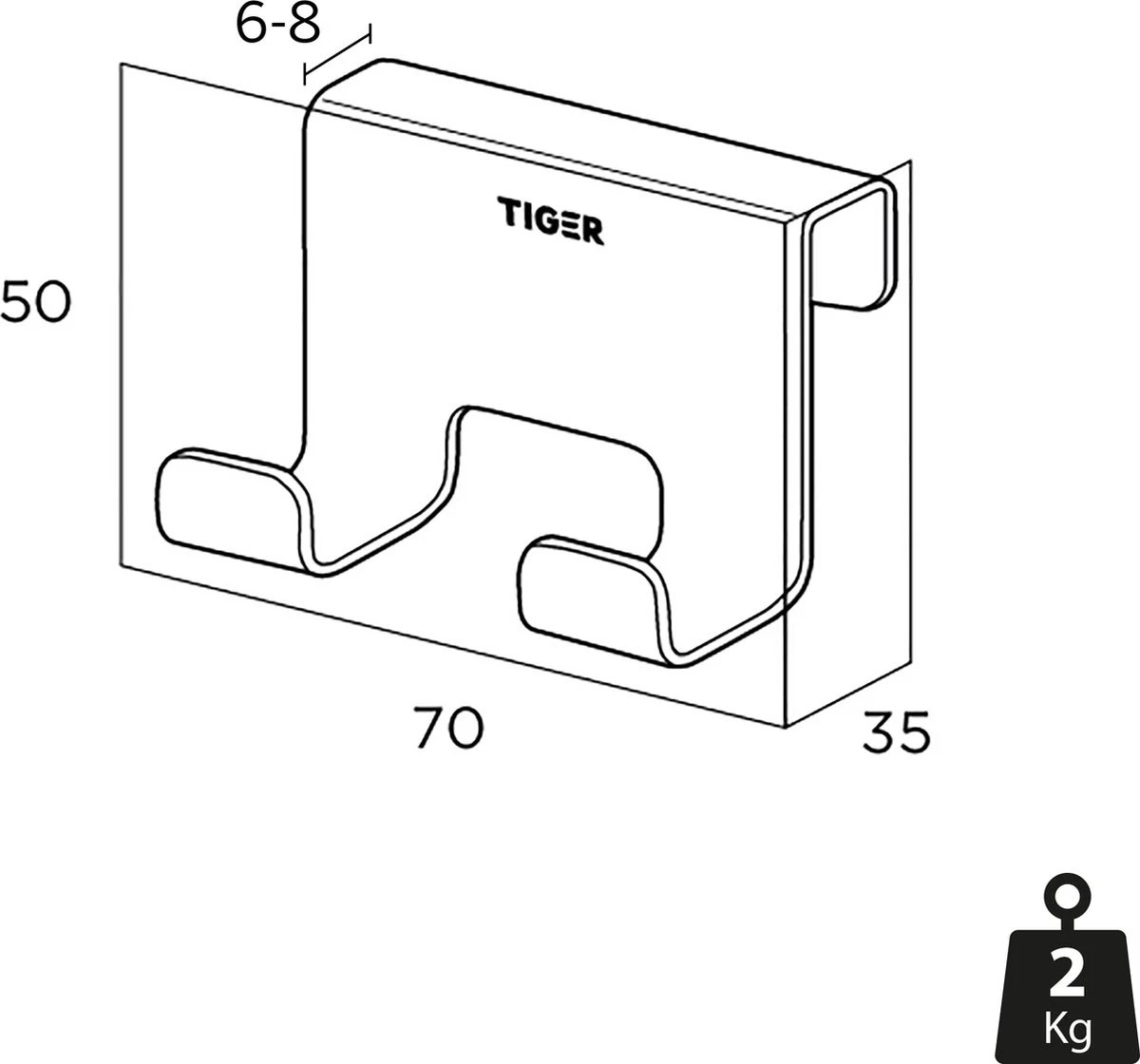 Tiger Caddy - Douchehaak - Glaspaneel Dikte 6-8 Mm - 3,5 X 7 X 5 Cm - Chroom 2 Tiger Caddy - Douchehaak - Glaspaneel Dikte 6-8 Mm - 3,5 X 7 X 5 Cm - Chroom - Afbeelding 2