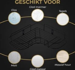 HGMD® Doucherek Zonder Boren - 1 Stuk - Zwart - Zelfklevend Doucherek –Badkamerrek - Badrek - Keukenrek - Doucherek Hangend – Badkamer Accessoires - Kruidenrek -Badkamerartikelen Winkel 1200x1121 1