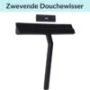 Douchewisser Zwart Met Magneetstrip - Badkamer Accessoires - Raamwisser - Trekker Douche - Silicone - 21cm X 20cm