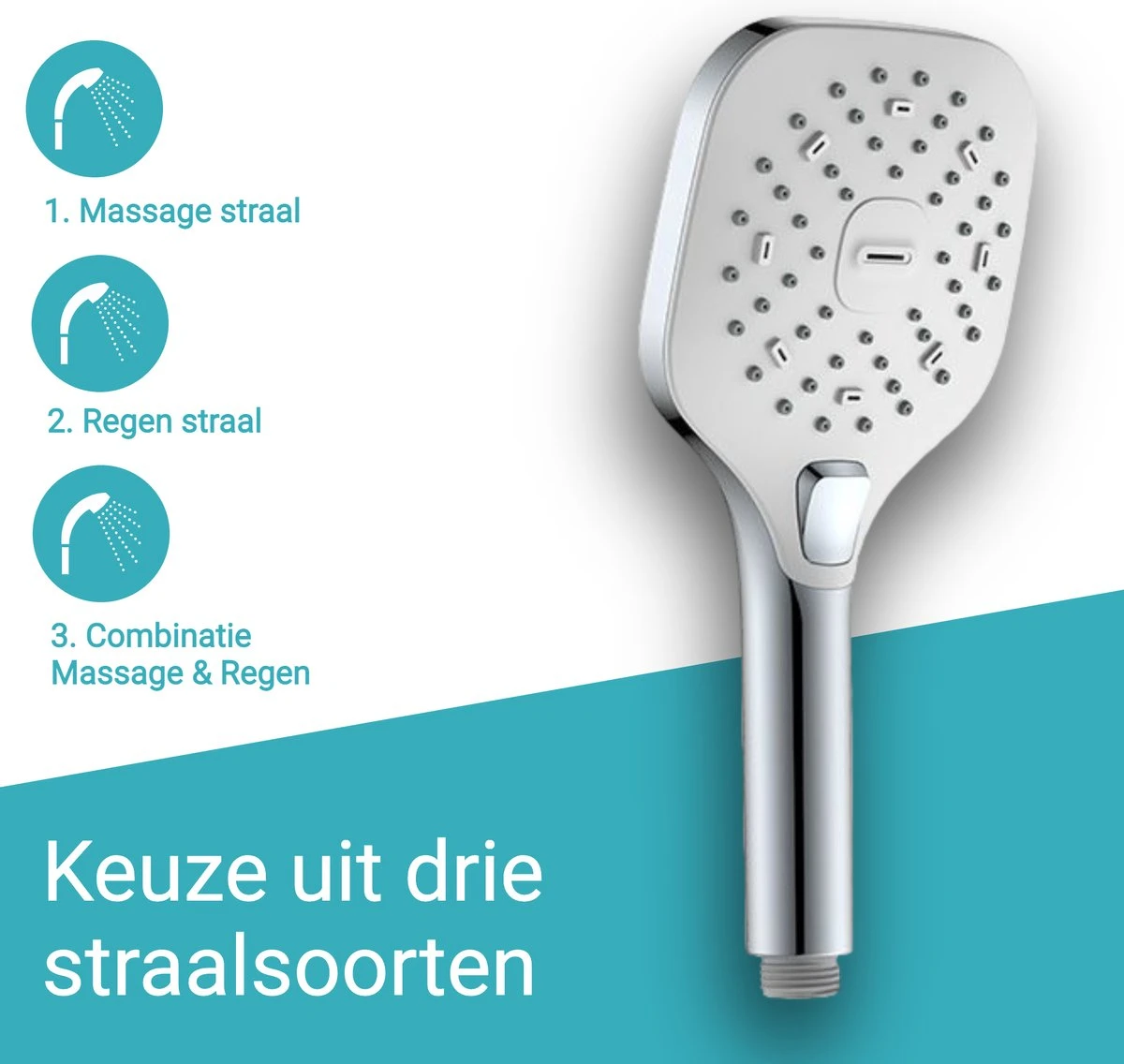 BADO Douchekop Met Slang - Handdouche - Douchekop - Waterbesparend - Doucheslang - Chroom 3 BADO Douchekop Met Slang - Handdouche - Douchekop - Waterbesparend - Doucheslang - Chroom - Afbeelding 3