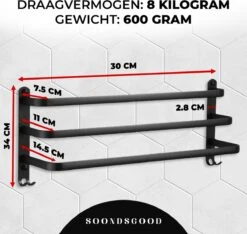 Merkloos Soondsgood Luxe 3 Laags Handdoekrek - Zelfklevend Of Boren - Zwart - Eenvoudige Installatie - Badkamer - Handdoekenrek - Handdoekhouder - 30x14x25cm 14 Merkloos Soondsgood Luxe 3 Laags Handdoekrek - Zelfklevend Of Boren - Zwart - Eenvoudige Installatie - Badkamer - Handdoekenrek - Handdoekhouder - 30x14x25cm -Badkamerartikelen Winkel 1200x1139 3