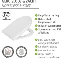 WENKO WC Bril Sindia - Wit Duroplast - Easy-Close Sluiting - Fix-Clip Bevestiging In RVS - Belastbaar Tot 300 Kg - Toiletbril - Toiletzitting -Badkamerartikelen Winkel 1200x1144 4