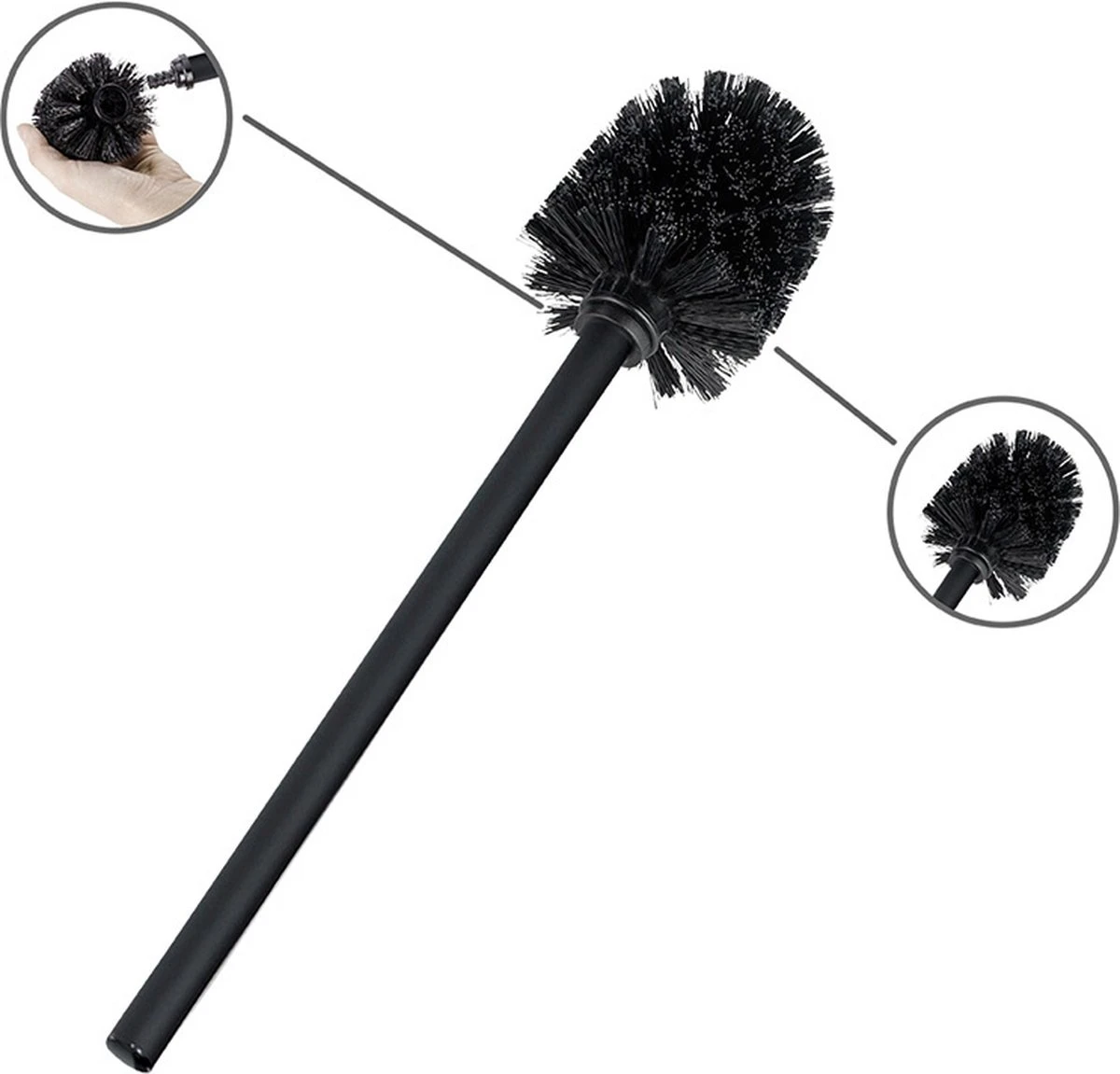 WENKO Toiletbutler Rivalta Zwart - Toiletborstel Met Houder, Toiletrolhouder En Reserverolhouder 4 WENKO Toiletbutler Rivalta Zwart - Toiletborstel Met Houder, Toiletrolhouder En Reserverolhouder - Afbeelding 4