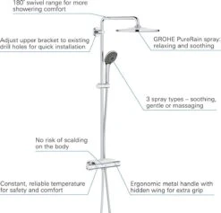 GROHE QuickFix Vitalio Joy 310 Regendouche - CoolTouch - Met Planchet - ø 31 Cm - Chroom -Badkamerartikelen Winkel 1200x1153 9