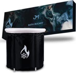 Opvouwbaar Zitbad Voor Volwassenen - Bath Bucket - Ijsbad - Inklapbaar Bad - Zwart - Opblaasbad - Inclusief Voetpomp - Inclusief Ingebouwd Zitkussen