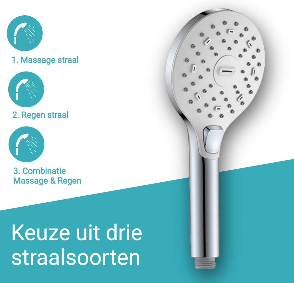 BADO Douchekop Met Slang - Handdouche - Douchekop - Waterbesparend - Doucheslang - Chroom 4 BADO Douchekop Met Slang - Handdouche - Douchekop - Waterbesparend - Doucheslang - Chroom - Afbeelding 4