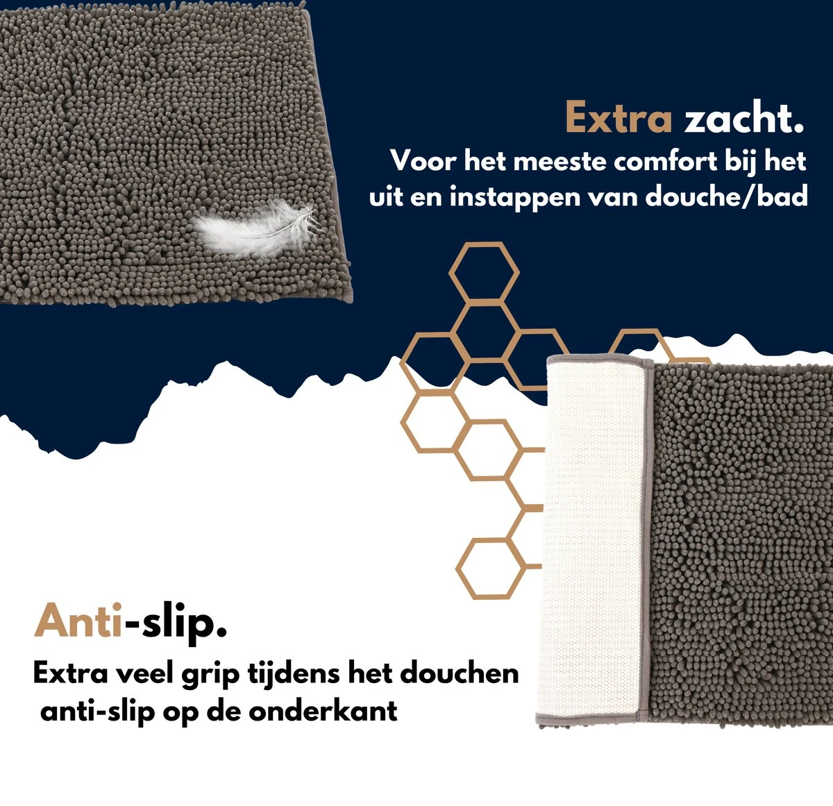 Merkloos Badmat Antislip 40 X 70 Cm - Douchemat - Antislipmat Douche - Extra Zacht - Eenvoudig Wasbaar - Grijs 6 Merkloos Badmat Antislip 40 X 70 Cm - Douchemat - Antislipmat Douche - Extra Zacht - Eenvoudig Wasbaar - Grijs - Afbeelding 6