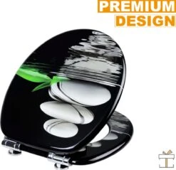 Happyment Antibacteriële Toiletbril - Met Softclose - Universeel - Toiletbrillen Met Kiezel Print - WC Bril - Toiletzitting -Badkamerartikelen Winkel 1200x1161 8