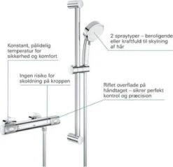 GROHE Grohtherm-1000 Performance Renovatieset - Met Thermostaatkraan, Koppelingen, Glijstang En Hoofddouche - CoolTouch - Chroom -Badkamerartikelen Winkel 1200x1162 4