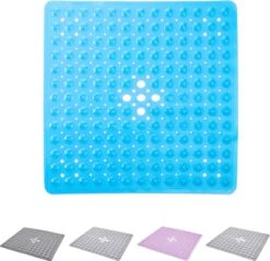 TranquilBeauty Vierkante Blauwe Douchemat, 53x53 Cm, Antislip, Machinewasbaar, Douchematten Met Antislip Zuignappen Voor Kinderen En Ouderen