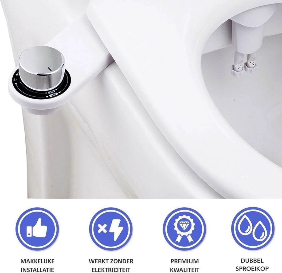Bidet Handdouche Toilet Sproeier Shattaf Sprayer WC Papier Besparend - Dubbel Spray Koud Water - Badkamer Accessoires - Freshole® 1 Bidet Handdouche Toilet Sproeier Shattaf Sprayer WC Papier Besparend - Dubbel Spray Koud Water - Badkamer Accessoires - Freshole®