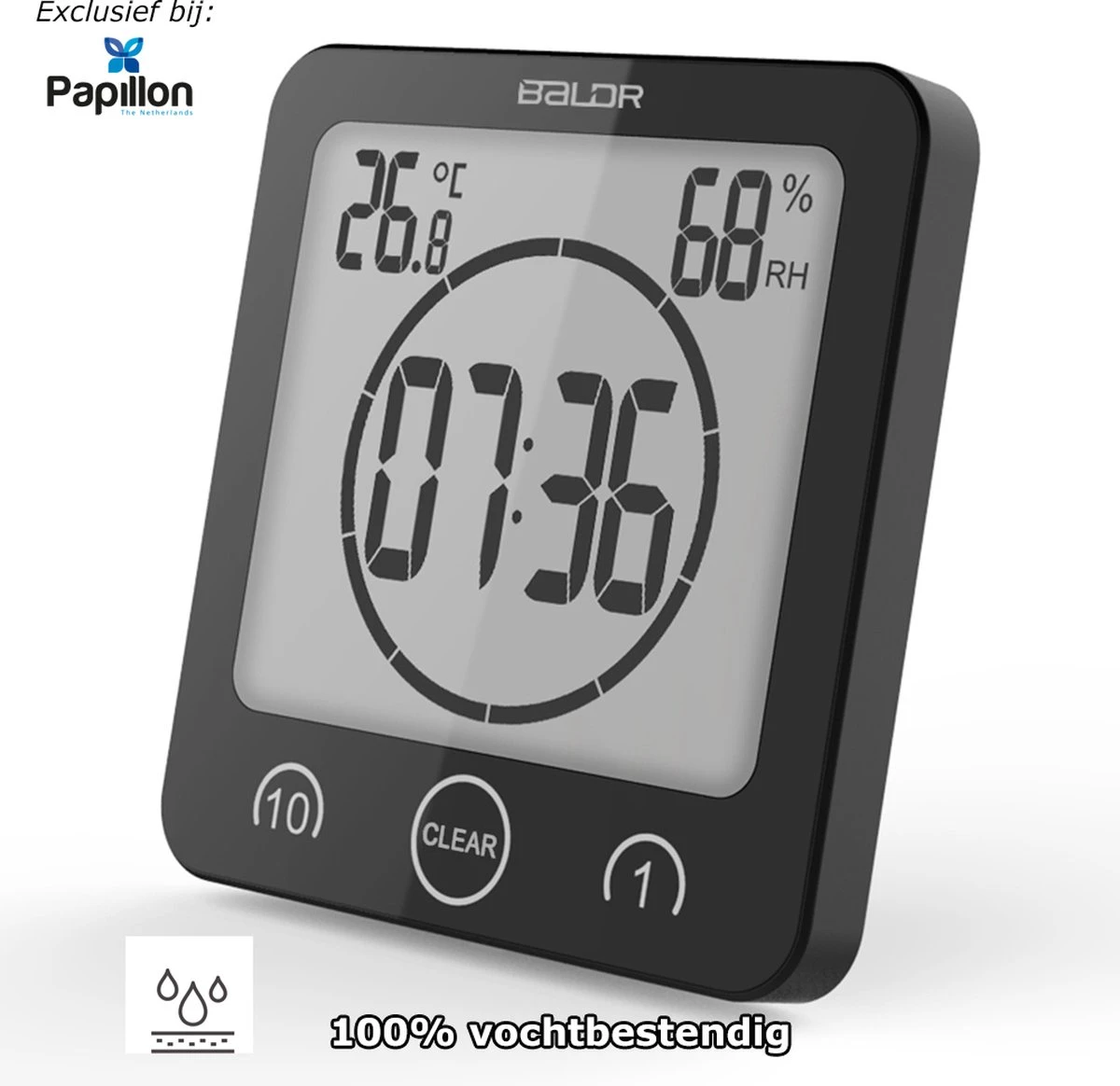 Merkloos Badkamerklok Digitaal - Douche Timer & Klok - Zuignap - Zwart 2 Merkloos Badkamerklok Digitaal - Douche Timer & Klok - Zuignap - Zwart - Afbeelding 2