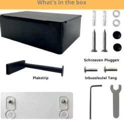 NIRAX WC Rolhouder – Toiletrolhouder - Zwart - RVS - Met Bakje Voor Vochtig Toiletpapier - Zonder Boren - Zelfklevend - Toilet Accessoires - Badkamer Accessoire - Toiletpapier Houder -Badkamerartikelen Winkel 1200x1165