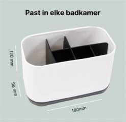 Merkloos Tandenborstelhouder Vrijstaand - Badkamer Organizer Met Lekbak - Badkamer Accessoires - 6 Sorteervakken - Tandenborstel - Wit Met Zwart -Badkamerartikelen Winkel 1200x1165 3
