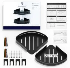 Sanicraft® Doucherekje - Doucherekje Zonder Boren - Geschikt Voor Elk Type Muur - Doucherekje Hangend - Doucheplank - Doucherekje Hoek - Doucherekje Zwart -Badkamerartikelen Winkel 1200x1173 1