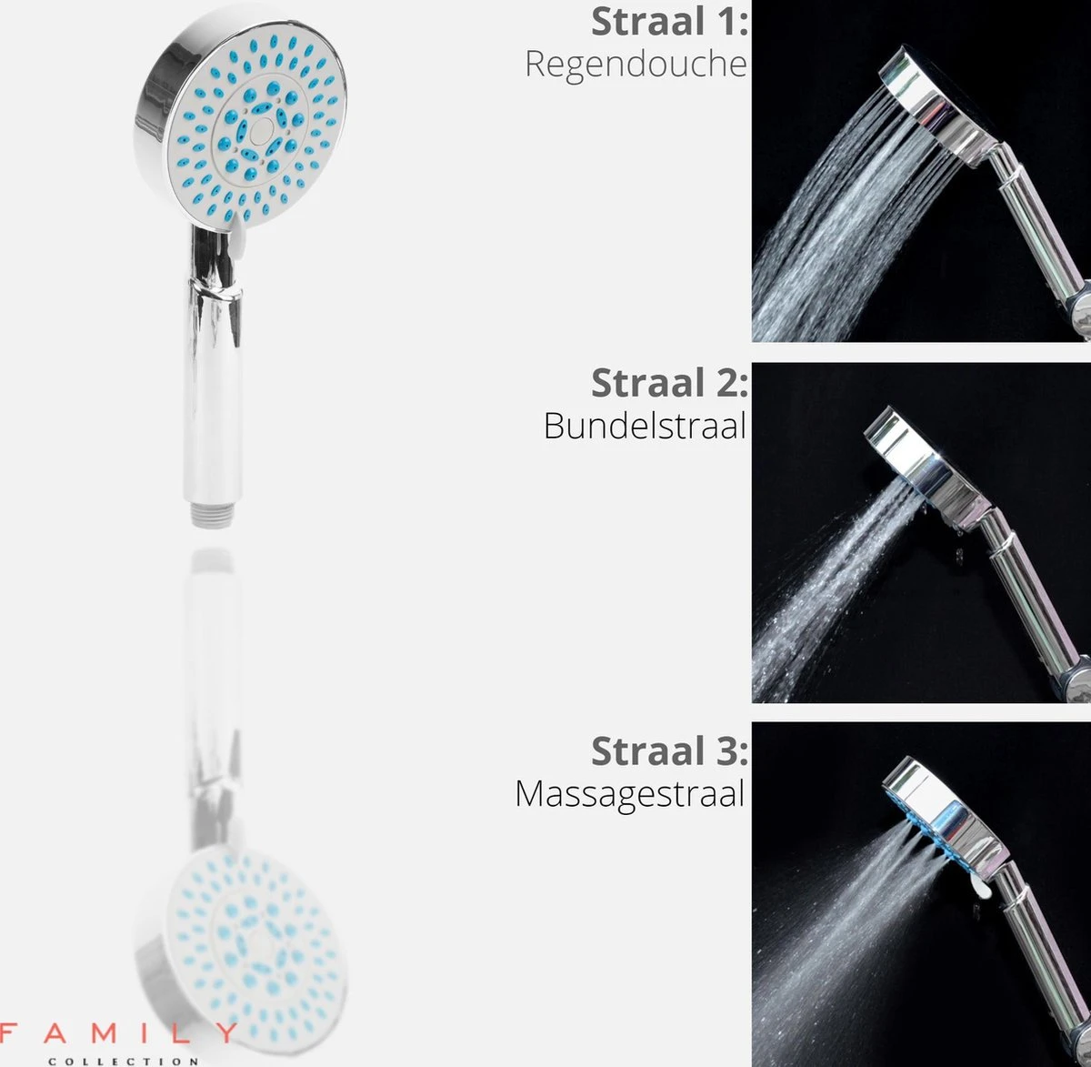 Douchekop Incl. Slang 1.5 Meter - 3 Standen - 1/2'' - Douche Kop 3 Douchekop Incl. Slang 1.5 Meter - 3 Standen - 1/2'' - Douche Kop - Afbeelding 3