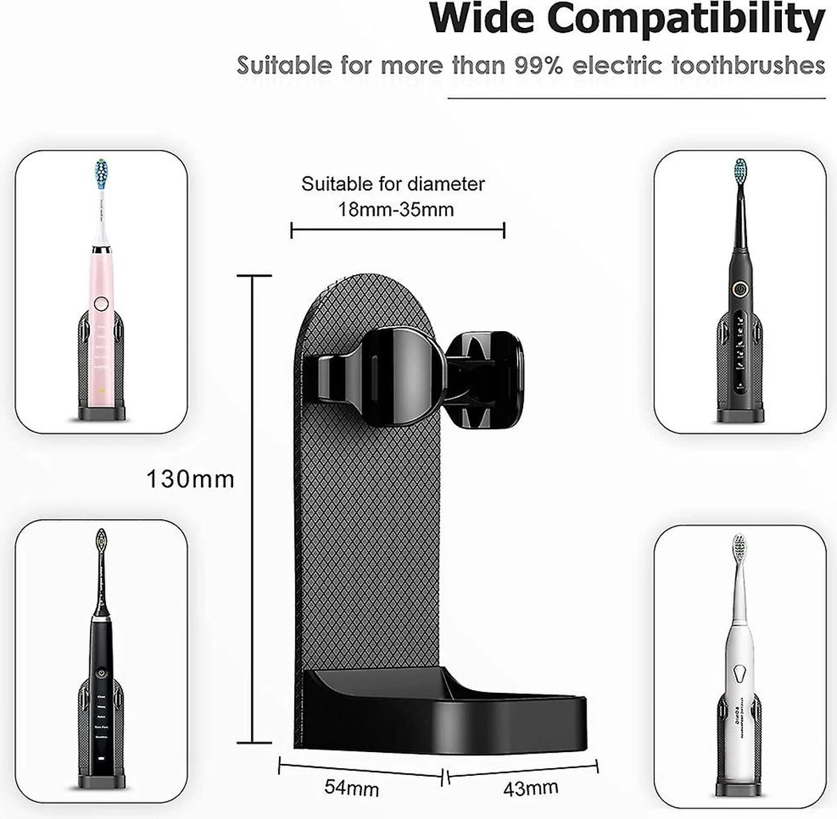 Tandenborstelhouder - Houder Elektrische Tandenborstel - Kleur Zwart - Zonder Boren - Geschikt Voor Oral B Toothbrush - Zelfklevend Hangende Houder 2 Tandenborstelhouder - Houder Elektrische Tandenborstel - Kleur Zwart - Zonder Boren - Geschikt Voor Oral B Toothbrush - Zelfklevend Hangende Houder - Afbeelding 2