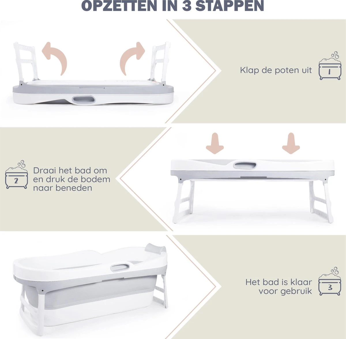 HelloBath Opvouwbaar Zitbad - Bath Bucket - 148cm - 220L - Extra Lang - Incl. Badkussen & Opberghoes 5 HelloBath Opvouwbaar Zitbad - Bath Bucket - 148cm - 220L - Extra Lang - Incl. Badkussen & Opberghoes - Afbeelding 5