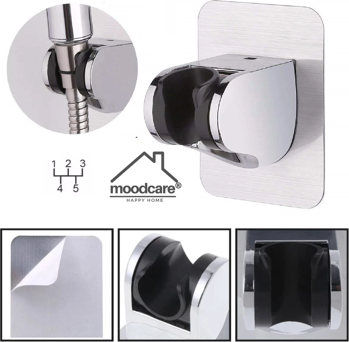 Merkloos Douchekophouder – Douchekop Houder – Handdouchehouder – Douchehouder - Zonder Boren – Verstelbaar - Zelfklevend - Met Haakje 2 Merkloos Douchekophouder – Douchekop Houder – Handdouchehouder – Douchehouder - Zonder Boren – Verstelbaar - Zelfklevend - Met Haakje - Afbeelding 2