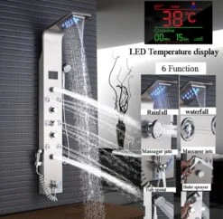 Douchepaneel Met Massage - Regendouche - Massage Jets - Waterval Douche - Met Thermostaatkraan En Handdouche - Zilver - Opbouw - Douchekop - Flanner® -Badkamerartikelen Winkel 1200x1177 6