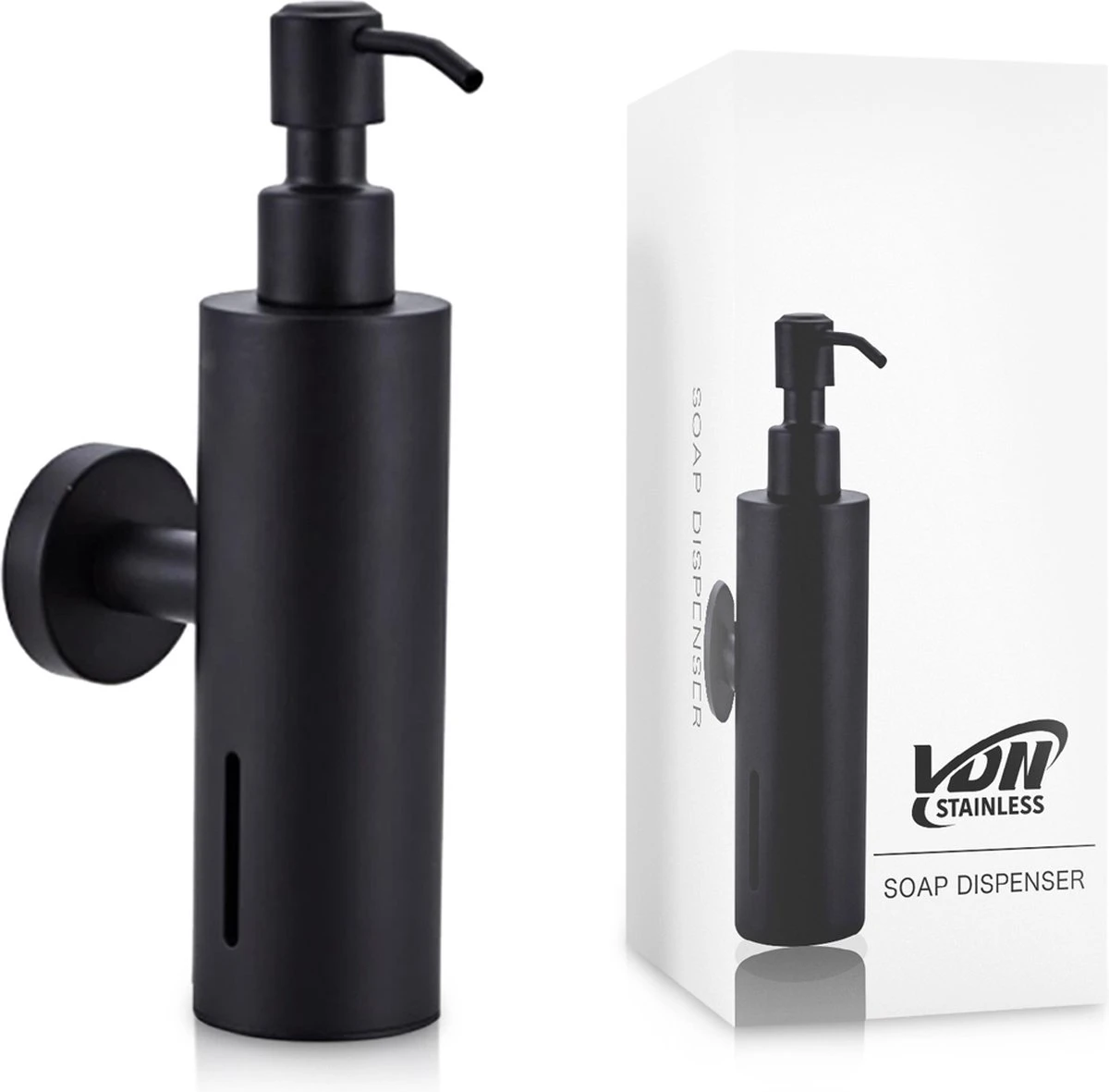 VDN Stainless Zeeppompje - Zeepdispenser Wandmontage - Zwart - Hangend - RVS 6 VDN Stainless Zeeppompje - Zeepdispenser Wandmontage - Zwart - Hangend - RVS - Afbeelding 6