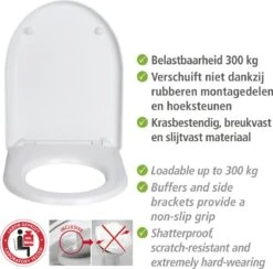 WENKO WC Bril Sindia - Wit Duroplast - Easy-Close Sluiting - Fix-Clip Bevestiging In RVS - Belastbaar Tot 300 Kg - Toiletbril - Toiletzitting -Badkamerartikelen Winkel 1200x1184 4