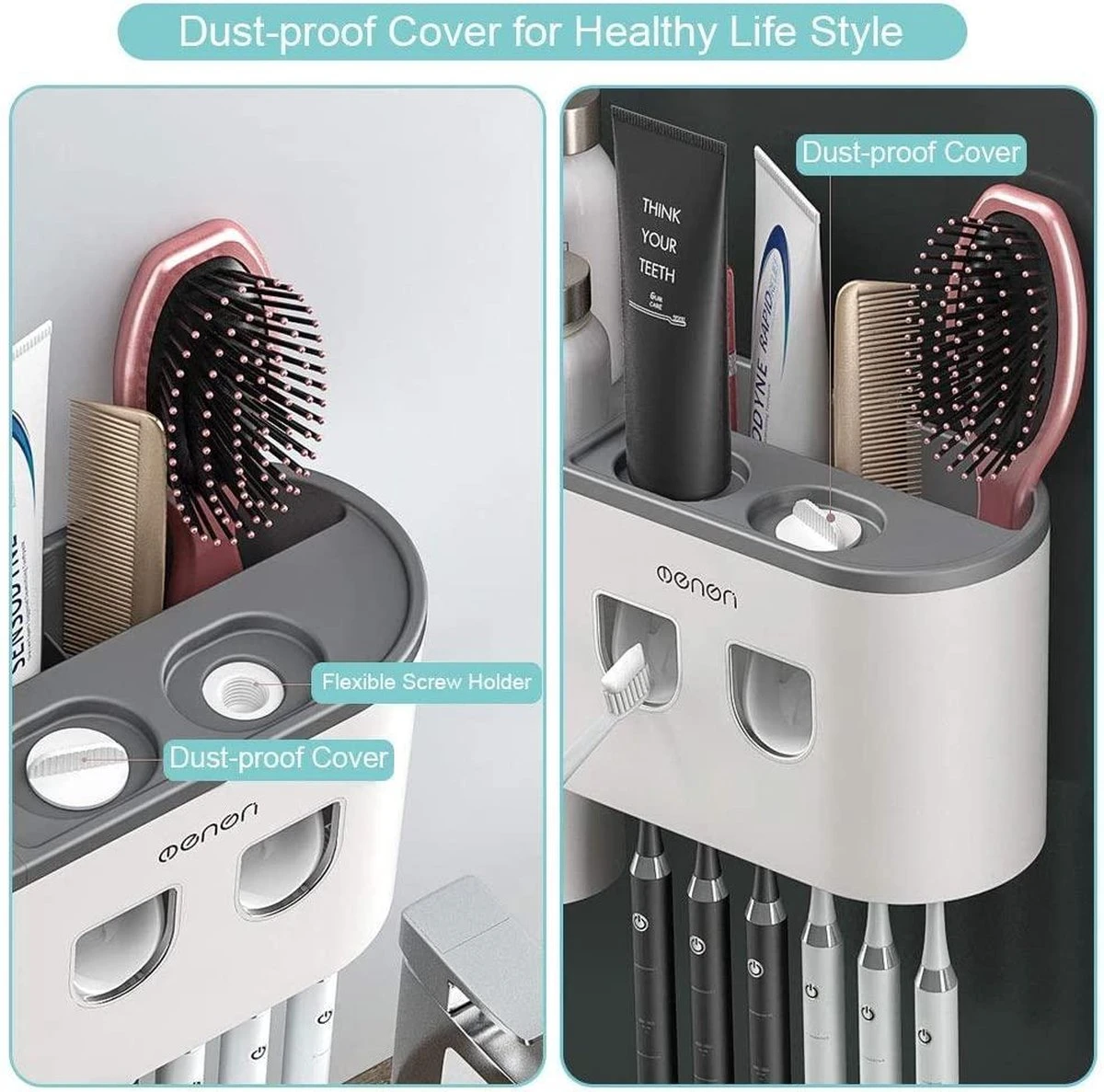 Tandenborstelhouder Badkamer - LB545 – Elektrische Tandenborstel Houder - Opbergbox - Tandenborstel - Automatische Tandpasta Knijper Dispenser - Badkamer Accessoires 4 Tandenborstelhouder Badkamer - LB545 – Elektrische Tandenborstel Houder - Opbergbox - Tandenborstel - Automatische Tandpasta Knijper Dispenser - Badkamer Accessoires - Afbeelding 4