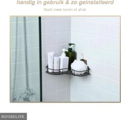 HouseLife™ Doucherek Zonder Boren - Zwart - Zelfklevend - Douchemand - Badkamer Doucherek – 30 Cm - Incl. 2 Sterke Muurstickers -Badkamerartikelen Winkel 1200x1188 1