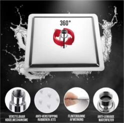 Merkloos Regendouchekop Deluxe | ø 35 Cm | Douchekop Met Slang En Houder | Douchekop | Doucheslang | Douchekophouder | Complete Doucheset | Roestvrij Staal | 360° Draaibaar | Badkamer Accessoires | Elite Pure Chrome Collection 2022 -Badkamerartikelen Winkel 1200x1188 5