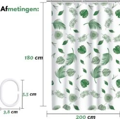 VAIVE Douchegordijn Groen 180x200 - Anti Schimmel - Douchegordijnen - Ringen -Badkamerartikelen Winkel 1200x1190 4