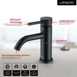 LOMAZOO Wastafelkraan Zwart Nova - Zwarte Wastafelkraan - Badkamerkraan Zwart - Zwarte Badkamerkraan -Badkamerartikelen Winkel 1200x1190 7