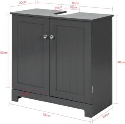 Mara Wastafel Onderkast - Badkamerkast - Wastafelmeubel - Badkamermeubel - Praktisch - Donkergrijs - MDF - 60 X 29 X 60 Cm -Badkamerartikelen Winkel 1200x1191 13