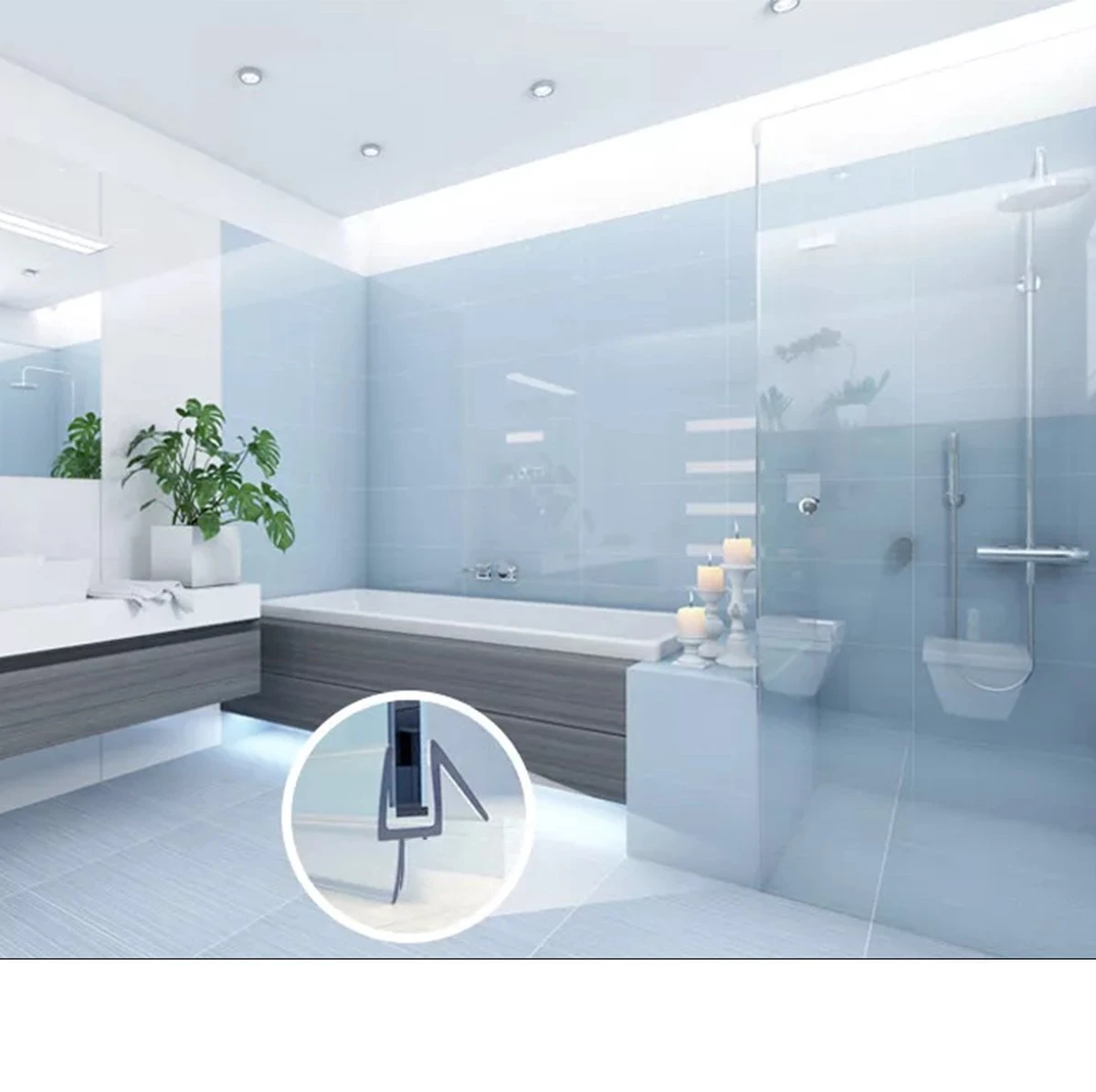 Minismus Douchedeurafdichting Met Waterkering (2 Strips Van 1 Meter, Makkelijk Inkortbaar) - Waterstopper Geschikt Voor Glas Van 6 Tot 8 Mm - Douchedorpel - Lekstrip Voor Horizontale Bevestiging 13 Minismus Douchedeurafdichting Met Waterkering (2 Strips Van 1 Meter, Makkelijk Inkortbaar) - Waterstopper Geschikt Voor Glas Van 6 Tot 8 Mm - Douchedorpel - Lekstrip Voor Horizontale Bevestiging - Afbeelding 13