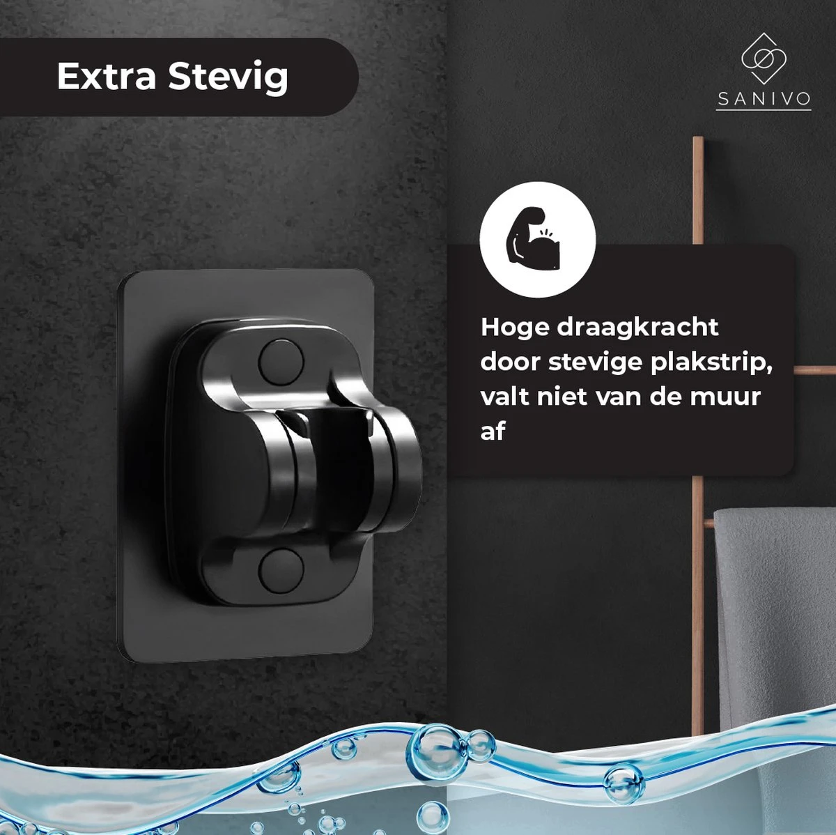 Douchekophouder Zwart Zelfklevend – Verstelbaar – Handdouchehouder – Douchekop Houder Zonder Boren 4 Douchekophouder Zwart Zelfklevend – Verstelbaar – Handdouchehouder – Douchekop Houder Zonder Boren - Afbeelding 4